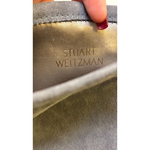 Stuart Weitzman Suede Over-The-Knee Boots Grey With Block Heel & Tie Closure Siz - Picture 13 of 14